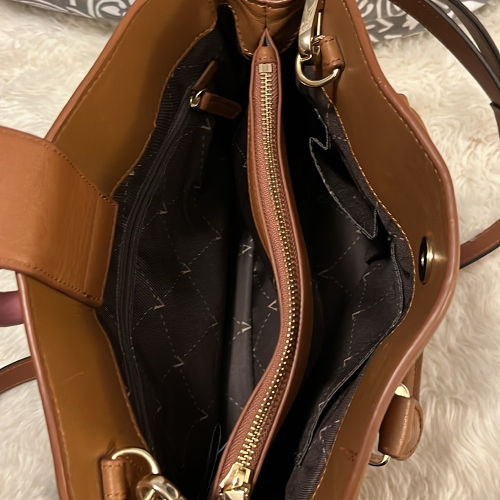 Vince Camuto Brown Leather Satchel with Shoulder Strap - Picture 8 of 10